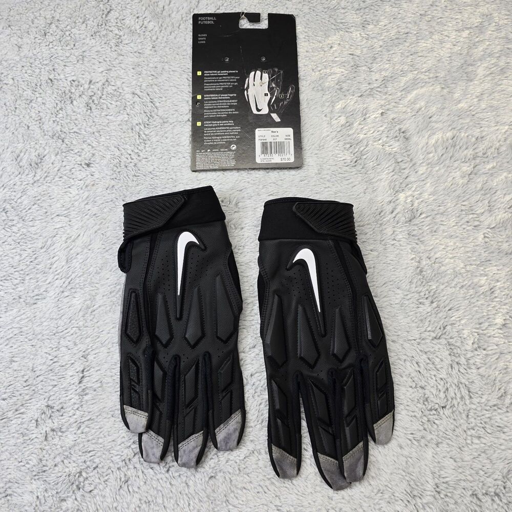 Nike D-Tack NFL Football Lineman Gloves Mens 4XL Black White DX4510-091 Padded